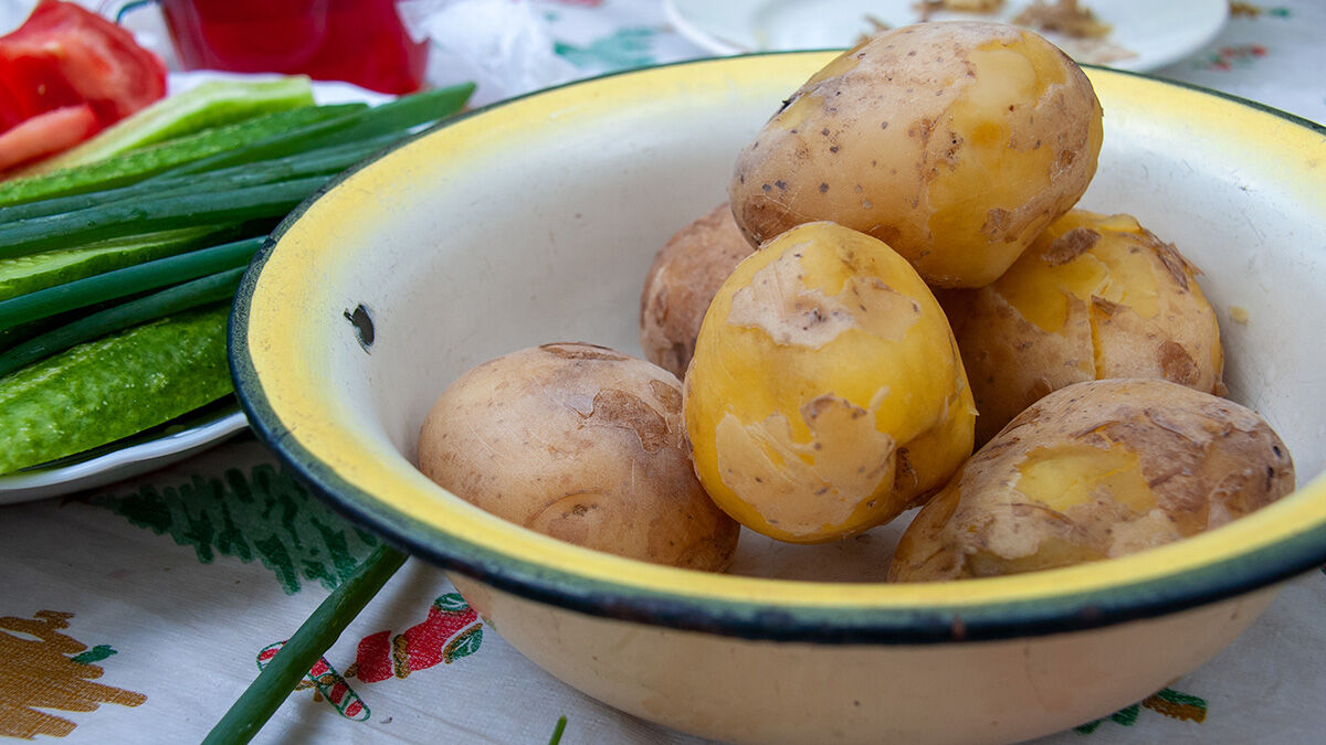 Как сделать картофельный салат с солеными огурцами как в детском саду